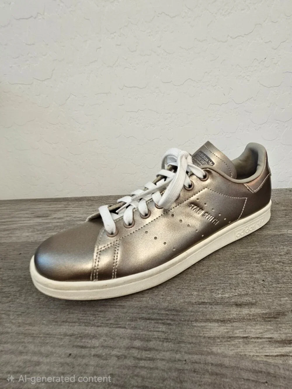 Adidas Originals Stan Smith Metallic Bronze Pewter Leather Sneakers - Size 8